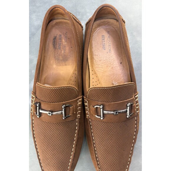 Nordstrom Shop Men's Horsebit Loafers Driving Shoes Size 13 Leather Brown - Picture 10 of 11